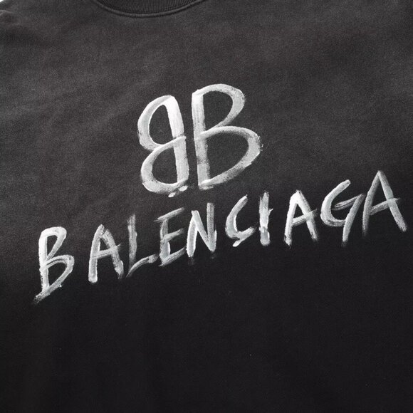 Balenciaga gradient washed damaged hand-painted cursive lettering sweatshirt - Picture 5 of 9